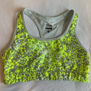 Neon Yellow Splatter Nike Pro Sports Bra